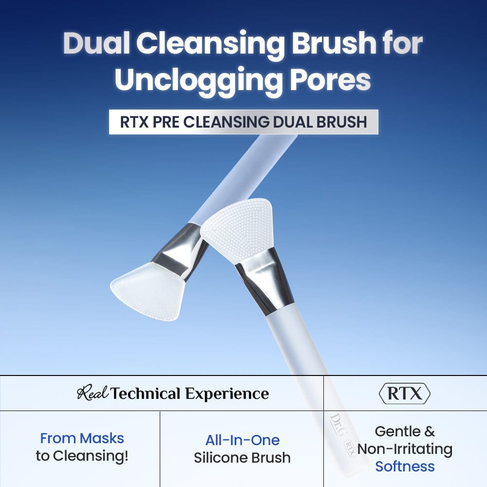 DR.G RTX Pre Cleansing Dual Silicone Brush - Gentle Exfoliating Face Cleanser for Deep Pore Cleansing & Makeup Removal - Perfect for Daily Skincare Routine & Travel