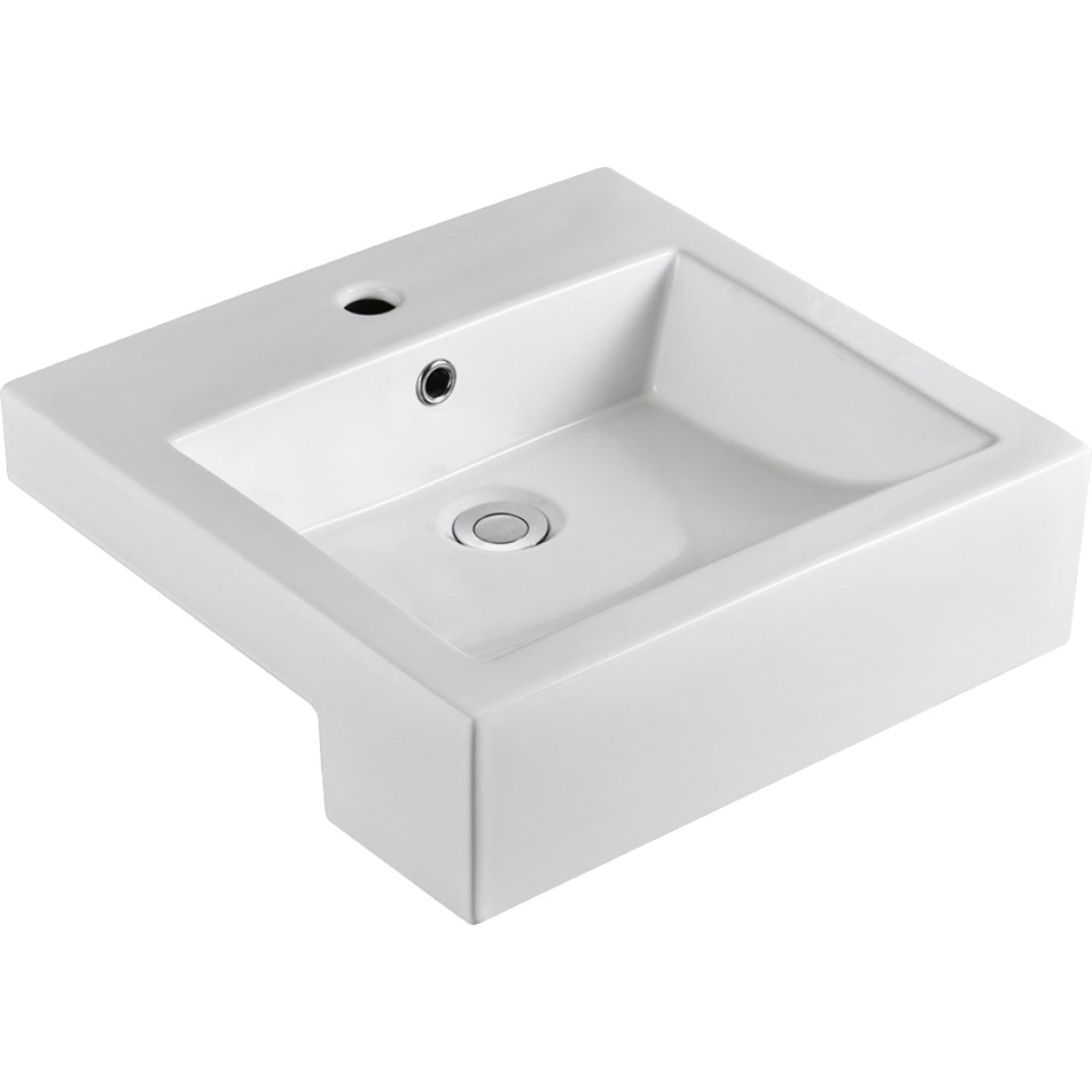 Fienza Jacinta RB8050J 1 Tap Hole Semi Recessed Bathroom Sink - White Porcelain Ceramic Basin for Vanity & Powder Room - Perfect for Modern & Contemporary Bathroom Designs