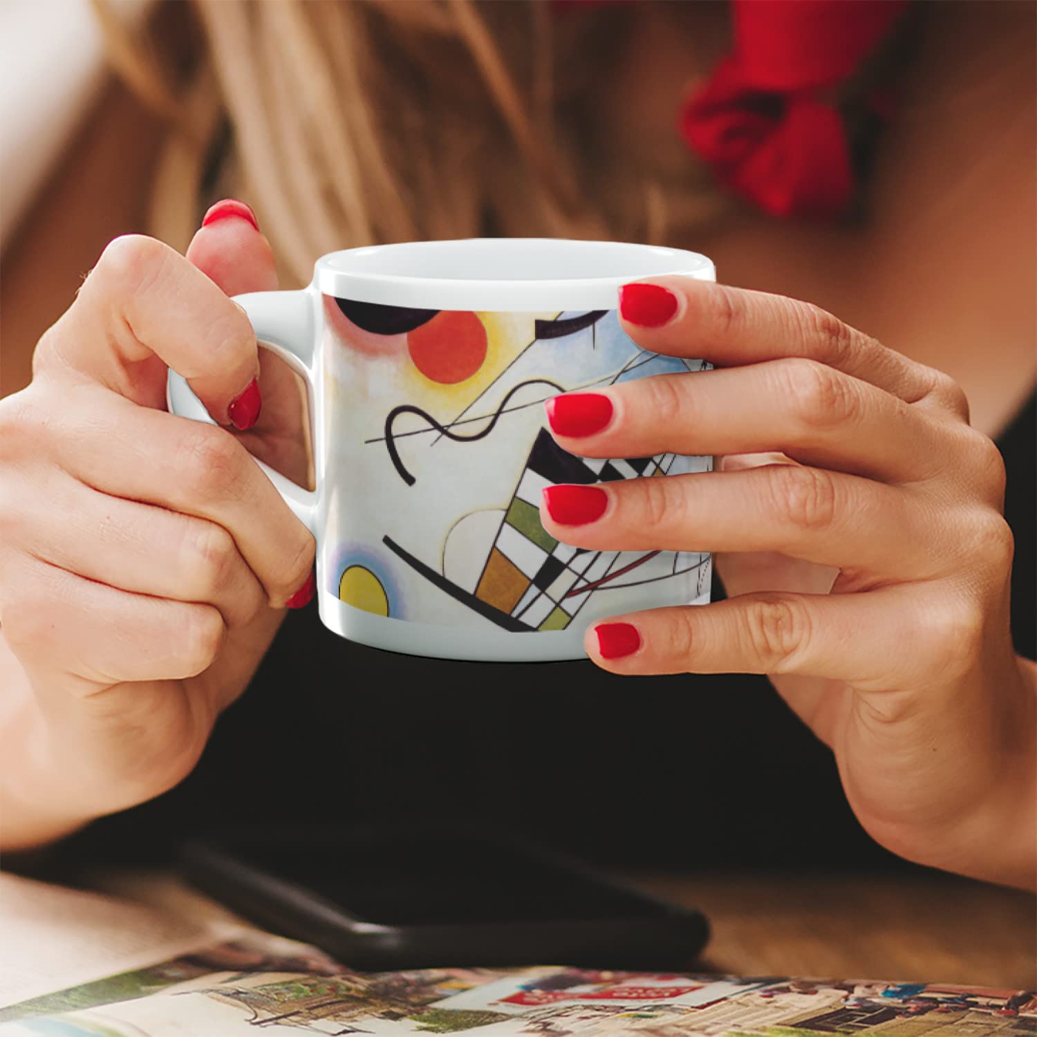 Kandinsky Composition 8 Double Shot Espresso Cup - Modern Art Coffee Mug for Home & Office - Perfect for Espresso, Cappuccino, and Tea Lovers - Unique Gift Idea for Art Enthusiasts