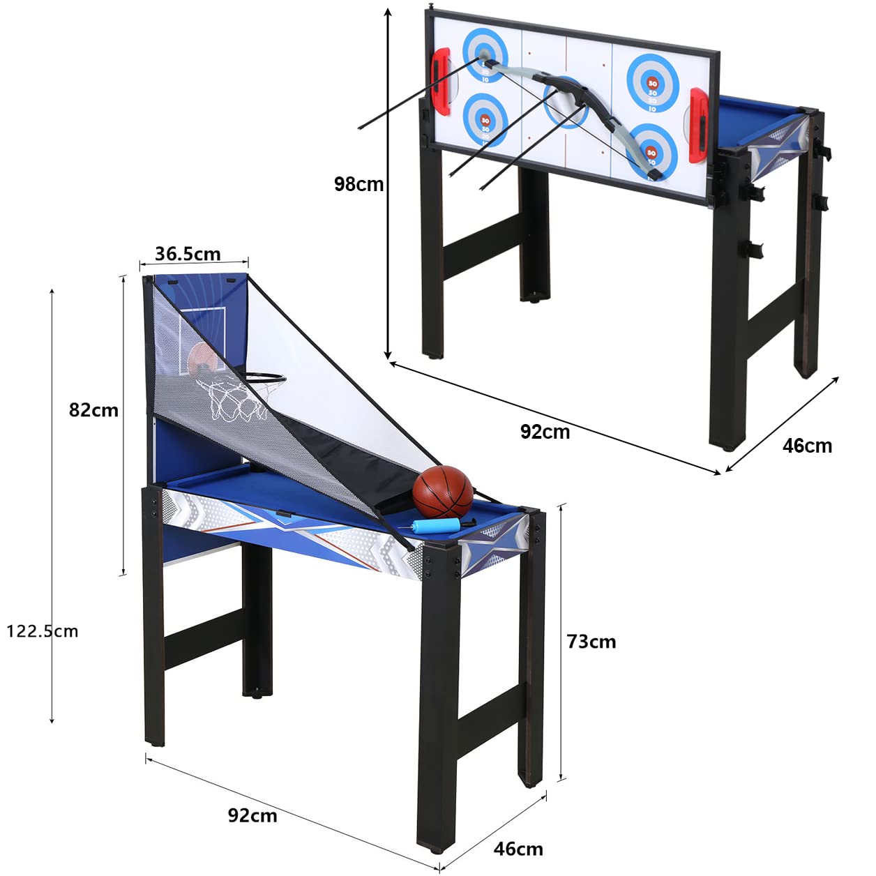 HLC 3ft 5-in-1 Multi Game Table Set - Foldable Pool, Hockey, Ping Pong, Basketball & Archery Combo for Indoor & Outdoor Family Fun