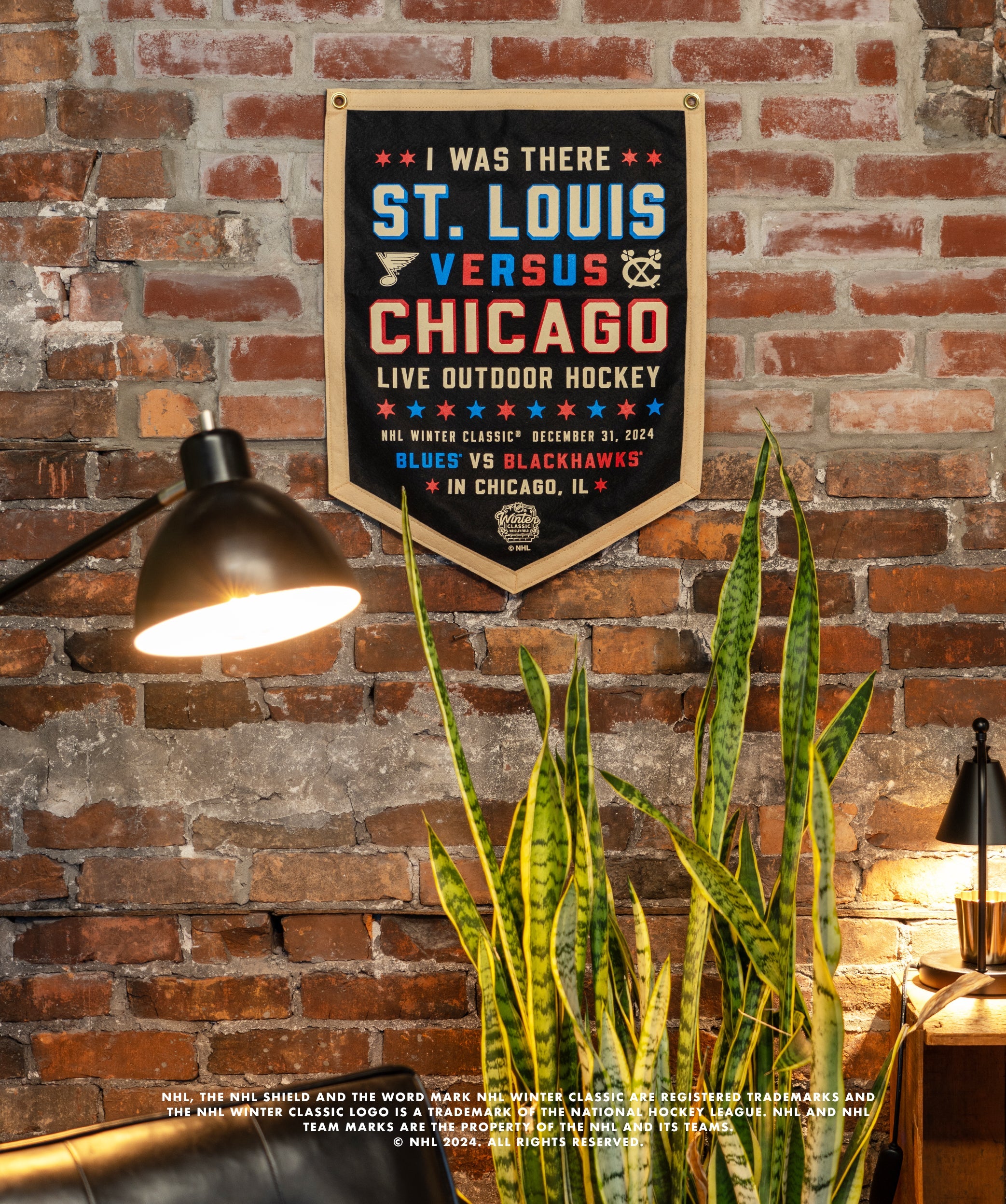 NHL Winter Classic® St Louis Blues vs Chicago Blackhawks Camp Flag - Officially Licensed NHL Merchandise by Oxford Pennant - Perfect for Tailgating, Game Day Decor & Sports Fan Gifts