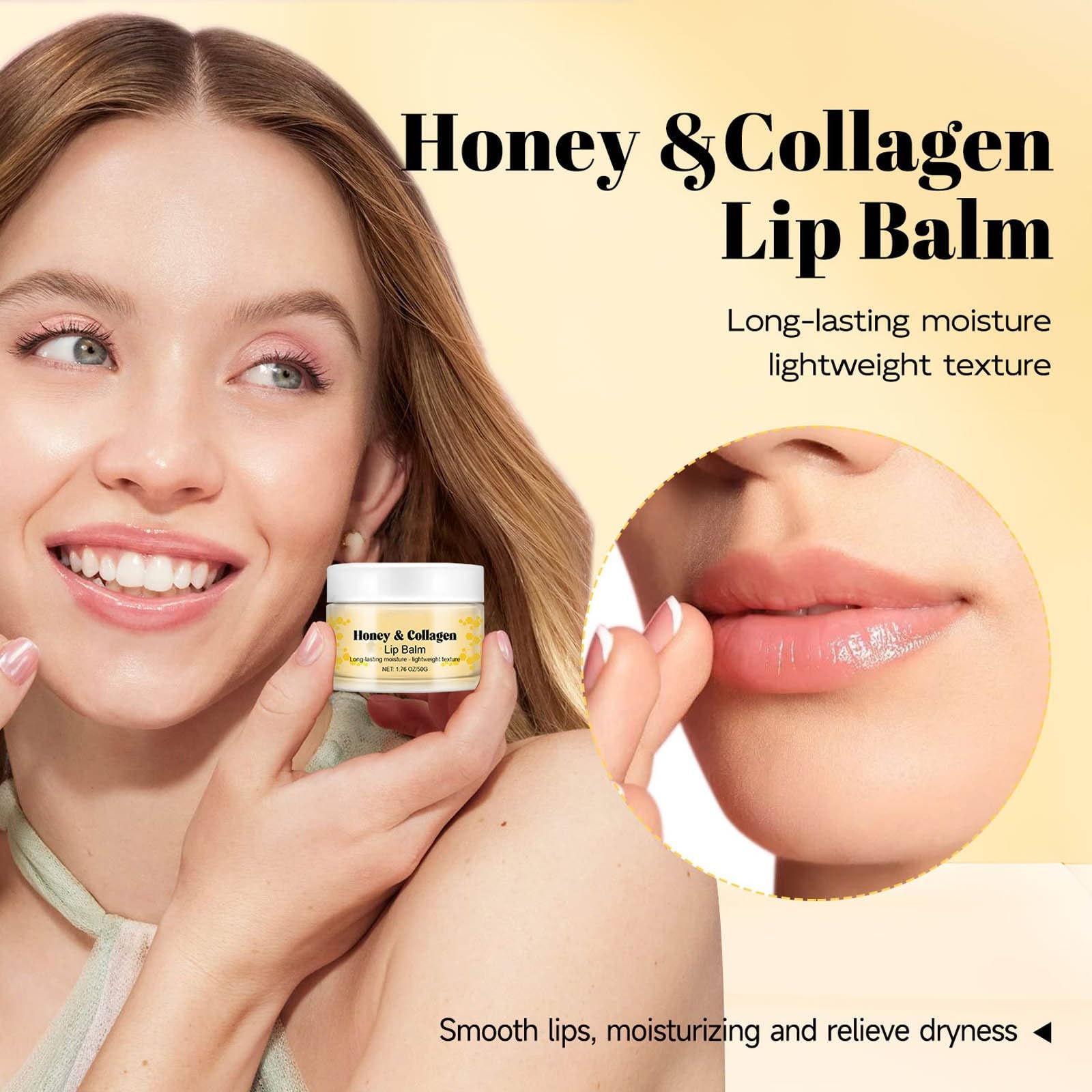 **Hydrating Honey Lip Balm with Collagen – Moisturizing Lip Mask for Dry & Cracked Lips, Overnight Lip Treatment to Reduce Lip Lines & Prevent Chapping – Perfect for Nighttime Care & Daily Lip Care Routine**
