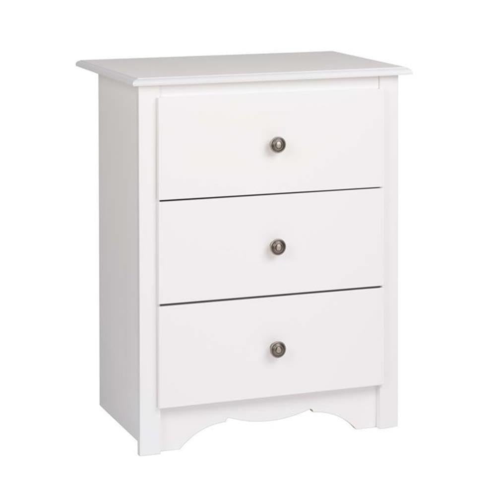 Atlin Designs White Transitional 3-Drawer Wooden Nightstand - Tall Bedside Table for Bedroom, Living Room & Office Storage | Modern Home Furniture with Ample Drawer Space