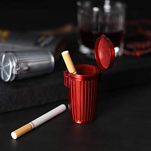 Mini Metal Trash Can with Lid - Portable Ashtray & Cigarette Holder for Home, Office, Car, and Outdoor Use - Perfect for Smokers (1 Pack)