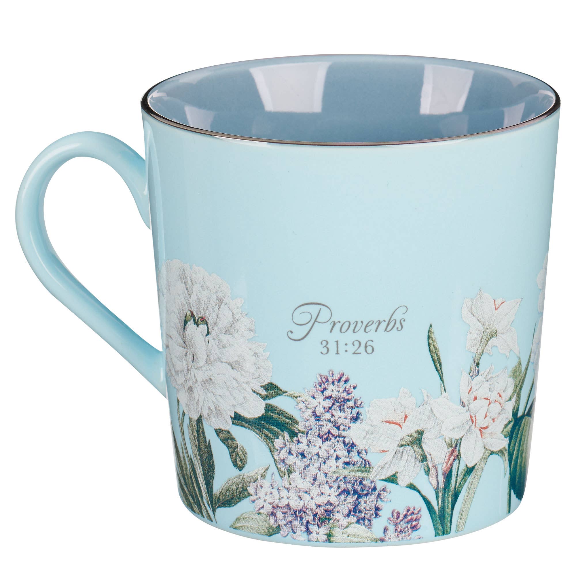 Blue Floral Wisdom Mug - Inspirational Coffee Cup with Motivational Quotes - Perfect for Tea, Coffee, or Hot Chocolate at Home, Office, or Gifts