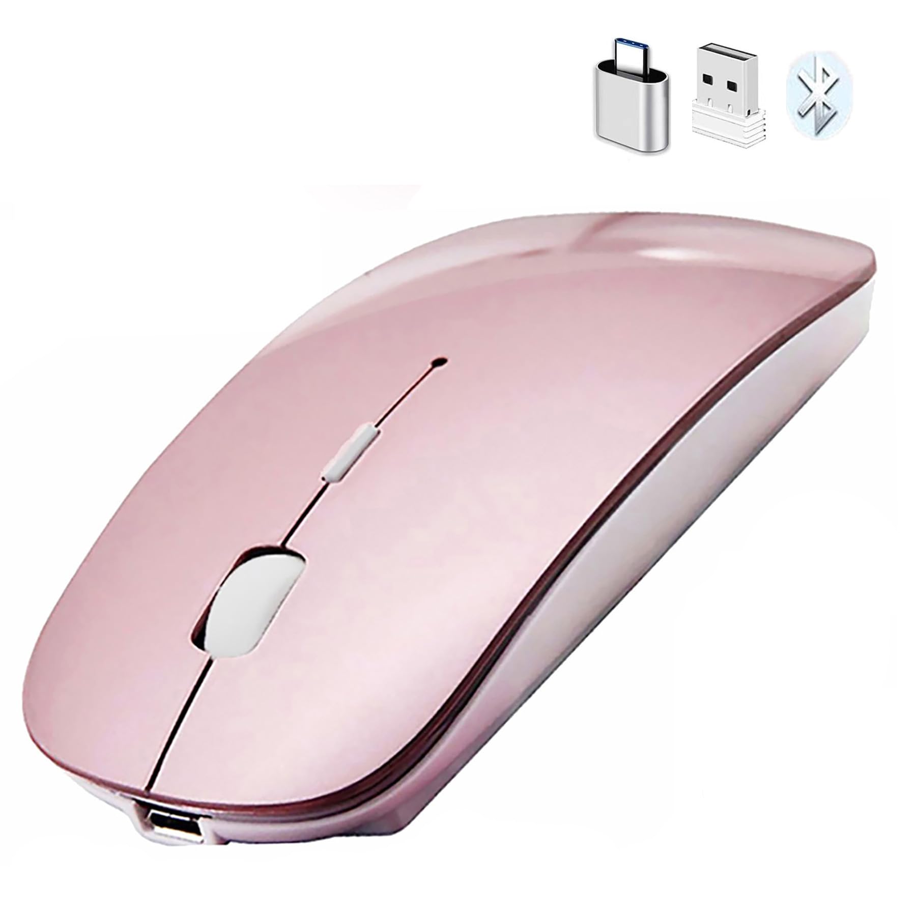 Wireless Bluetooth Mouse for Laptop, MacBook, iPad, PC - Compatible with MacBook Air, MacBook Pro, Windows, Chromebook - Ergonomic Portable Design (Rose Gold) - Perfect for Office, Travel & Home Use