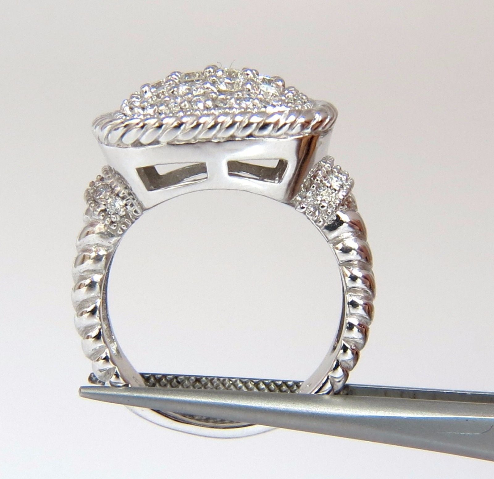 1.36 Carat Natural Diamond Double Shank Rope Twist Square Dome Ring in 14K Gold (G/VS) - Elegant Wedding Band, Anniversary Gift, or Special Occasion Jewelry