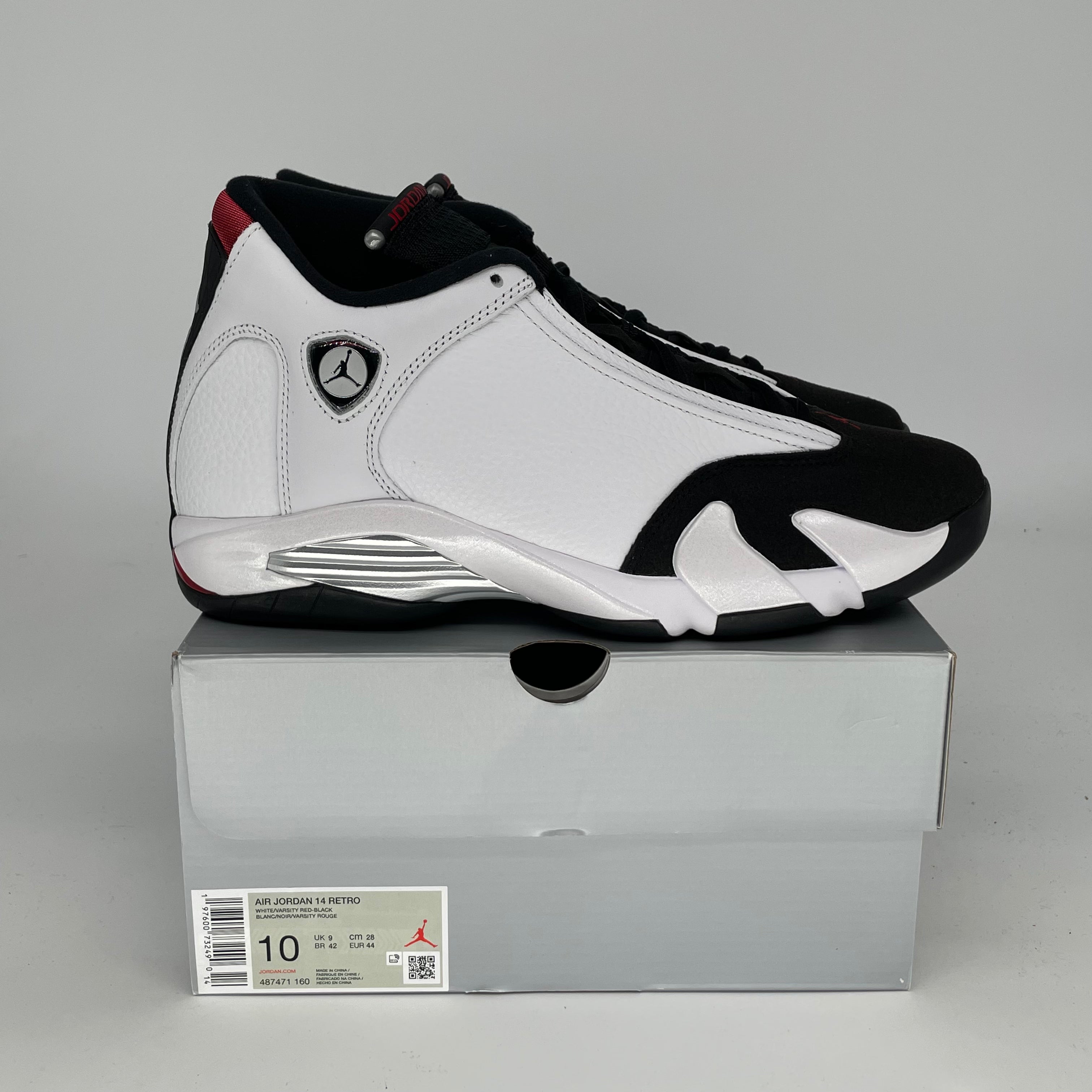 Original Air Jordan 14 Retro 'Black Toe' Basketball Shoes - Men's Size 10 / Women's Size 11.5 (Style Code 487471-160) - Perfect for Streetwear, Sneaker Collecting & Basketball Games