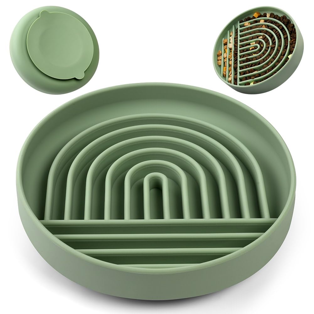 Slow Feeder Dog Bowls - Non-Slip Silicone Puzzle Bowl with Suction Cups for Dogs & Cats | Durable, Dishwasher Safe for Wet & Dry Food | Helps Slow Down Eating Speed & Prevent Bloat | Perfect for Fast Eaters, Puppies & Senior Pets