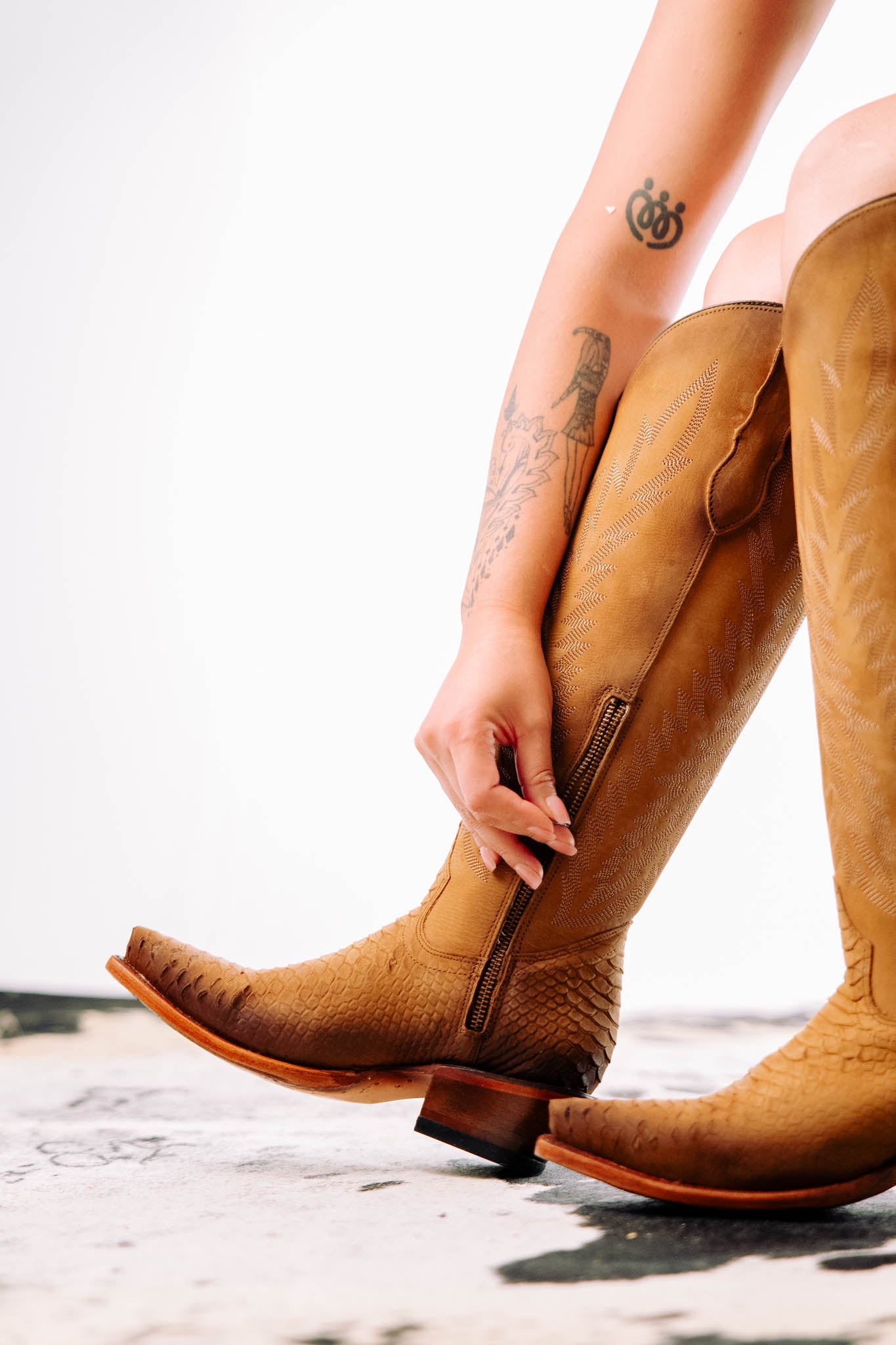 Presley Matte Python Tall Snip Toe Cowgirl Boots for Women - Western Fashion Riding Boots with Pointed Toe | Perfect for Country Concerts, Rodeos & Cowgirl Outfits