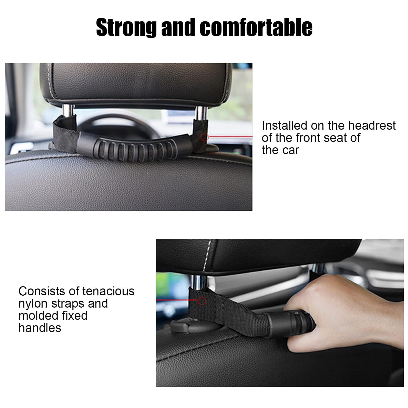 HUAOSN 2-Pack Car Headrest Grab Handles - Durable Rear Seat Safety Grip Accessories for SUVs, Trucks & Off-Road Vehicles - Perfect for Adventure Travel & Off-Roading Trips