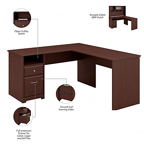 Atlin Designs 60W L-Shaped Computer Desk with Hutch & Drawers - Home Office Furniture for Small Spaces, Gaming & Workstation Setup