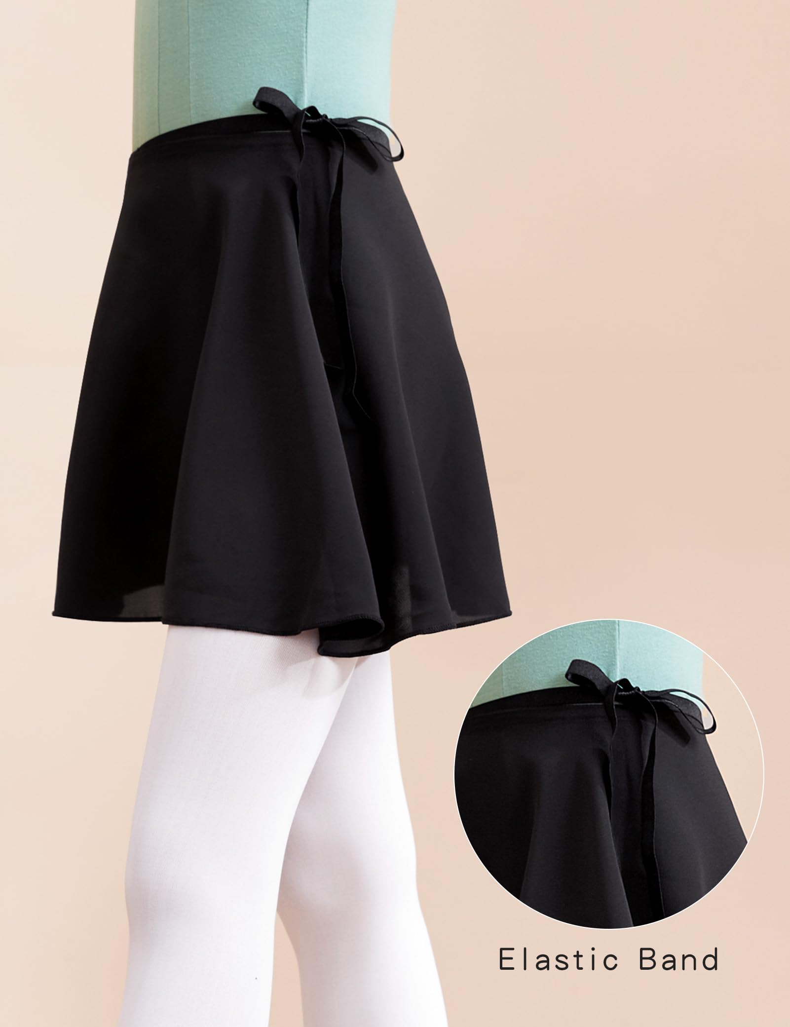 Phoeswan Chiffon Ballet Wrap Skirt for Girls & Women - Elastic Tie Dance & Skating Skirt for Ballet, Yoga, and Performance