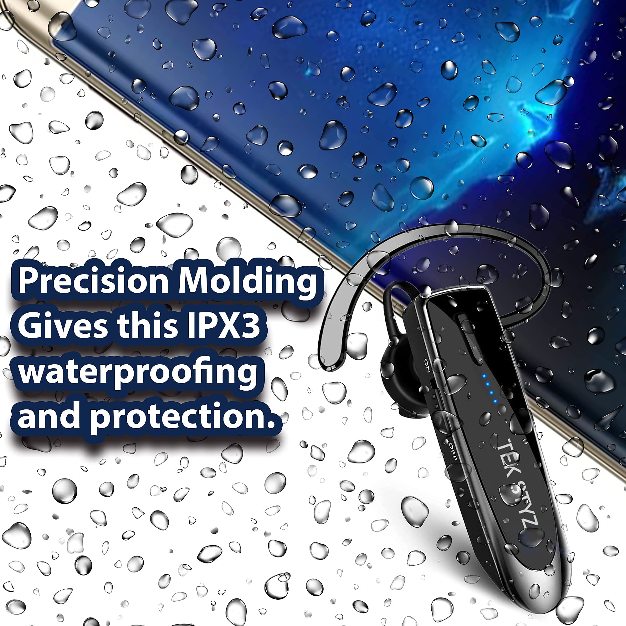 Bluetooth 5.3 Wireless Headset with Dual Mic Noise Cancellation - Compatible with Samsung Galaxy S21/Ultra/Plus/S21+ 5G, IPX5 Waterproof, 22Hrs Talk Time & 60 Day Standby - Perfect for Work Calls, Gaming & Outdoor Activities