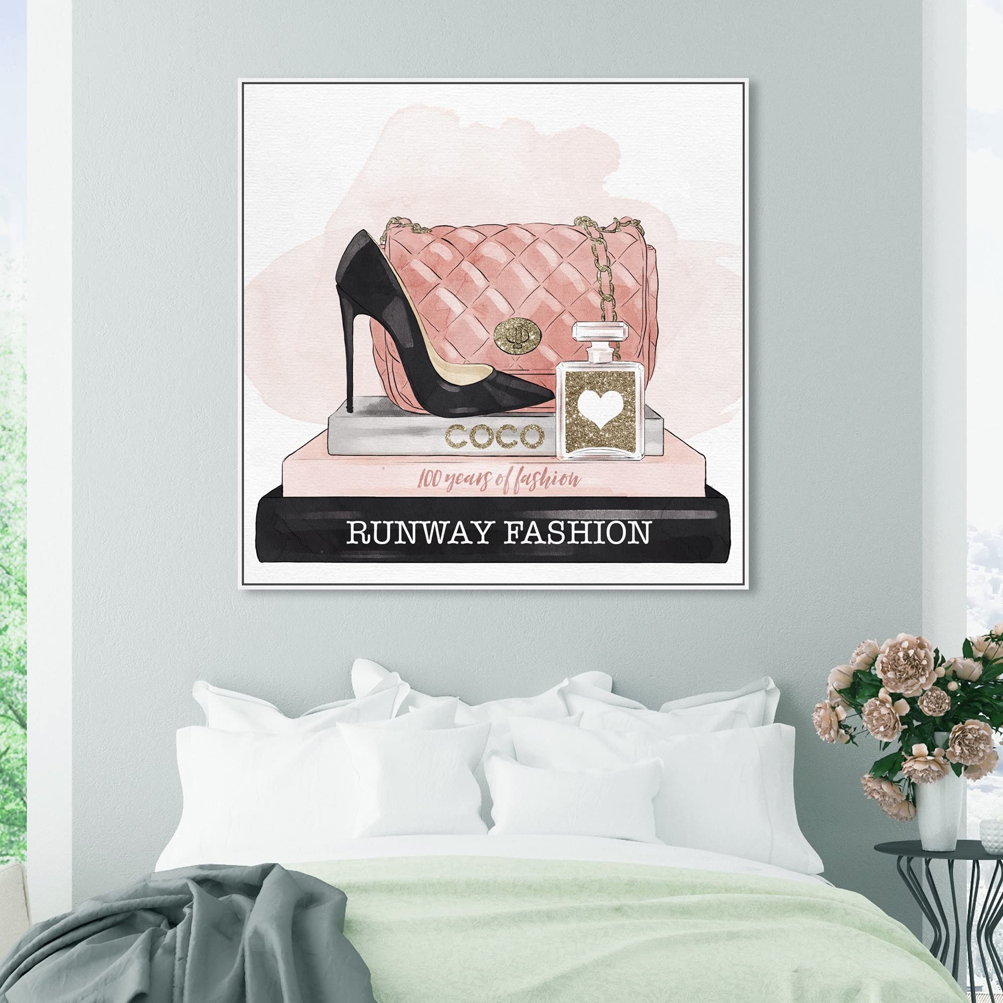 Oliver Gal Artist Co. Fashion Glam Wall Art - Gold Glitter Framed Canvas Prints for Home & Office Decor | Perfect for Living Room, Bedroom, or Gift