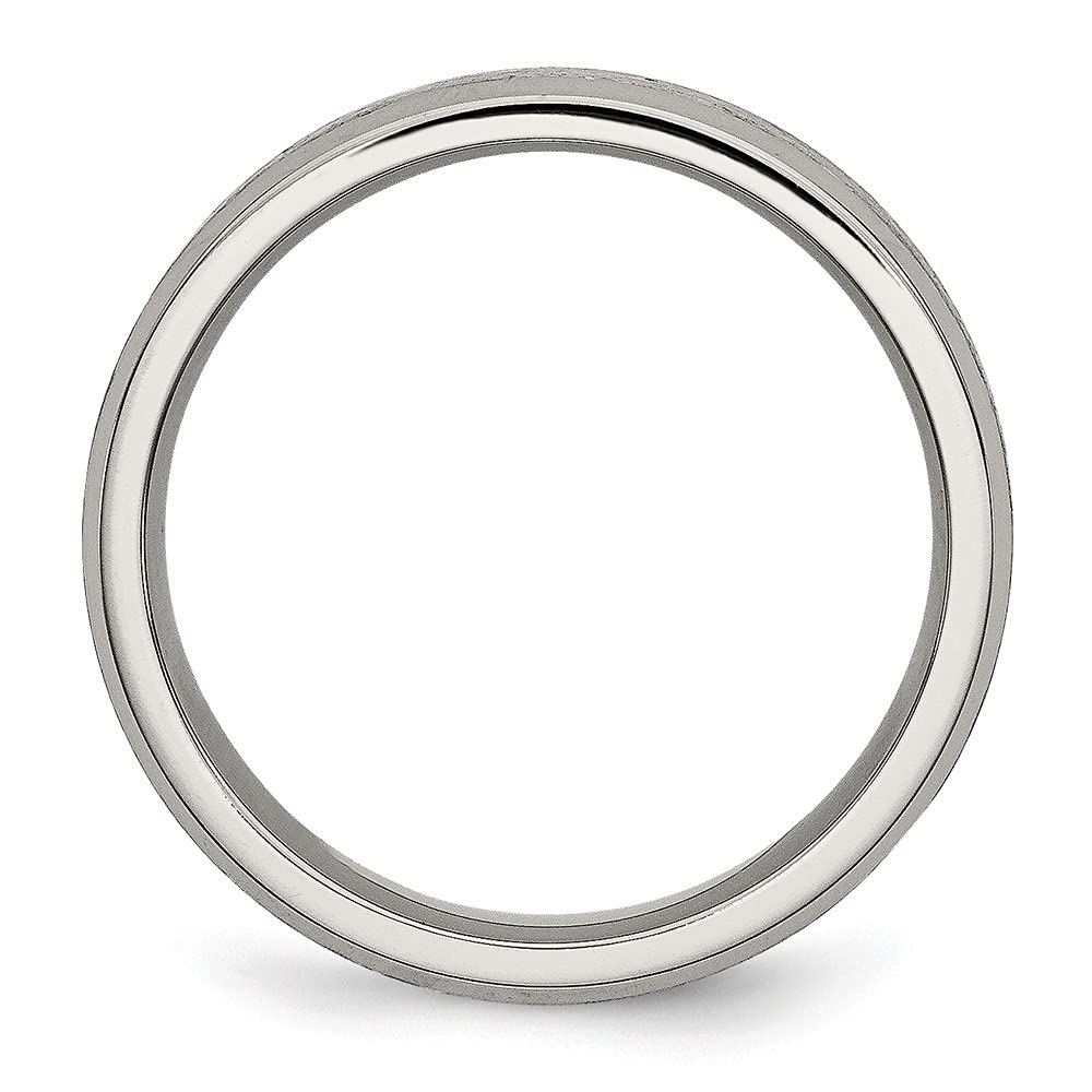 Titanium Beveled Edge 6mm Wedding Band Ring for Men - Brushed Finish with Stone Accent | Durable & Comfortable for Everyday Wear, Anniversary Gifts & Special Occasions