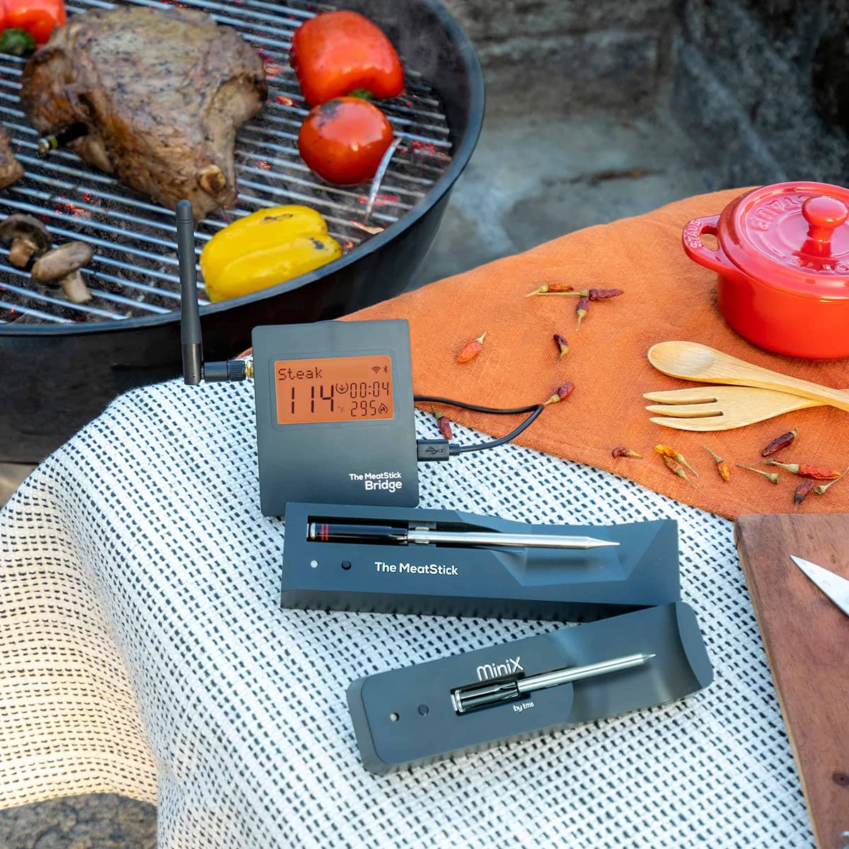 MeatStick WiFi Pro Set - 2-Probe Smart Wireless Meat Thermometer with Bluetooth | Unlimited Range Digital Food Probe for Smoking, Grilling, BBQ, Air Fryer, Deep Frying, Oven & Rotisserie | Perfect for Home Chefs & Outdoor Cooking Enthusiasts