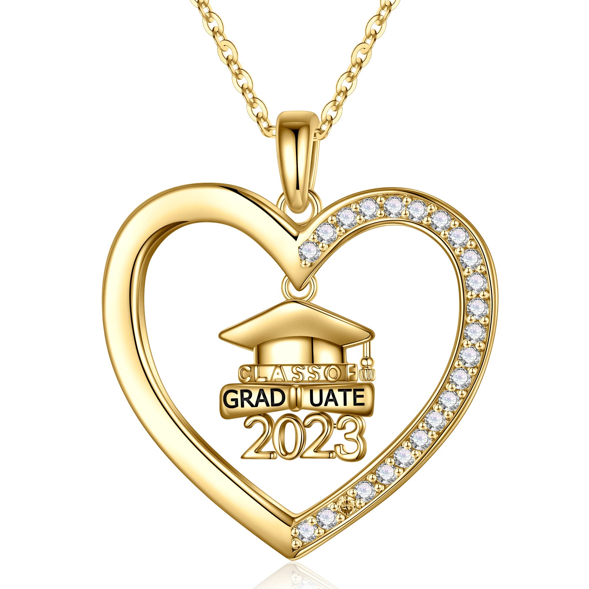 Yesteel 925 Sterling Silver 2023 Graduation Heart Necklace - Elegant Jewelry Gift for Women, Girls, Daughters & Friends - Perfect High School & College Graduation Present - Ideal for Commencement Ceremonies, Graduation Parties & Special Occasions