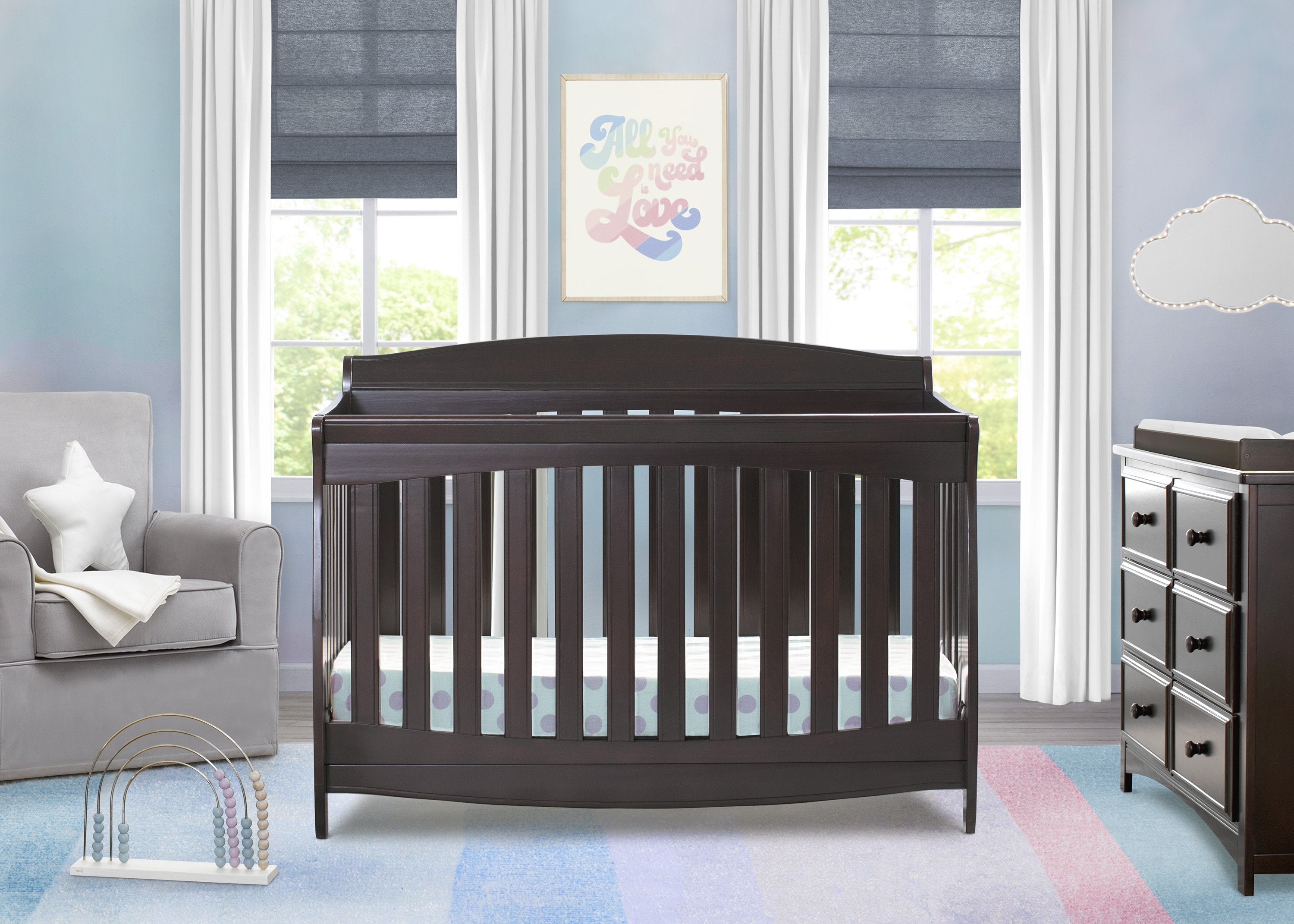Colton 6-in-1 Convertible Baby Crib - Toddler Bed, Daybed & Full-Size Bed - Safe Nursery Furniture for Newborn to Teen - Perfect for Modern Nurseries & Kids' Bedrooms