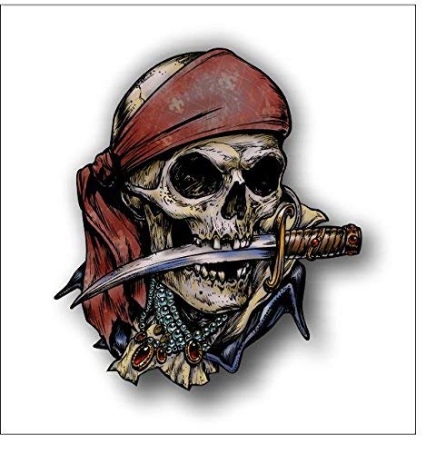 Pirate Skull with Knife Vinyl Decal - 5