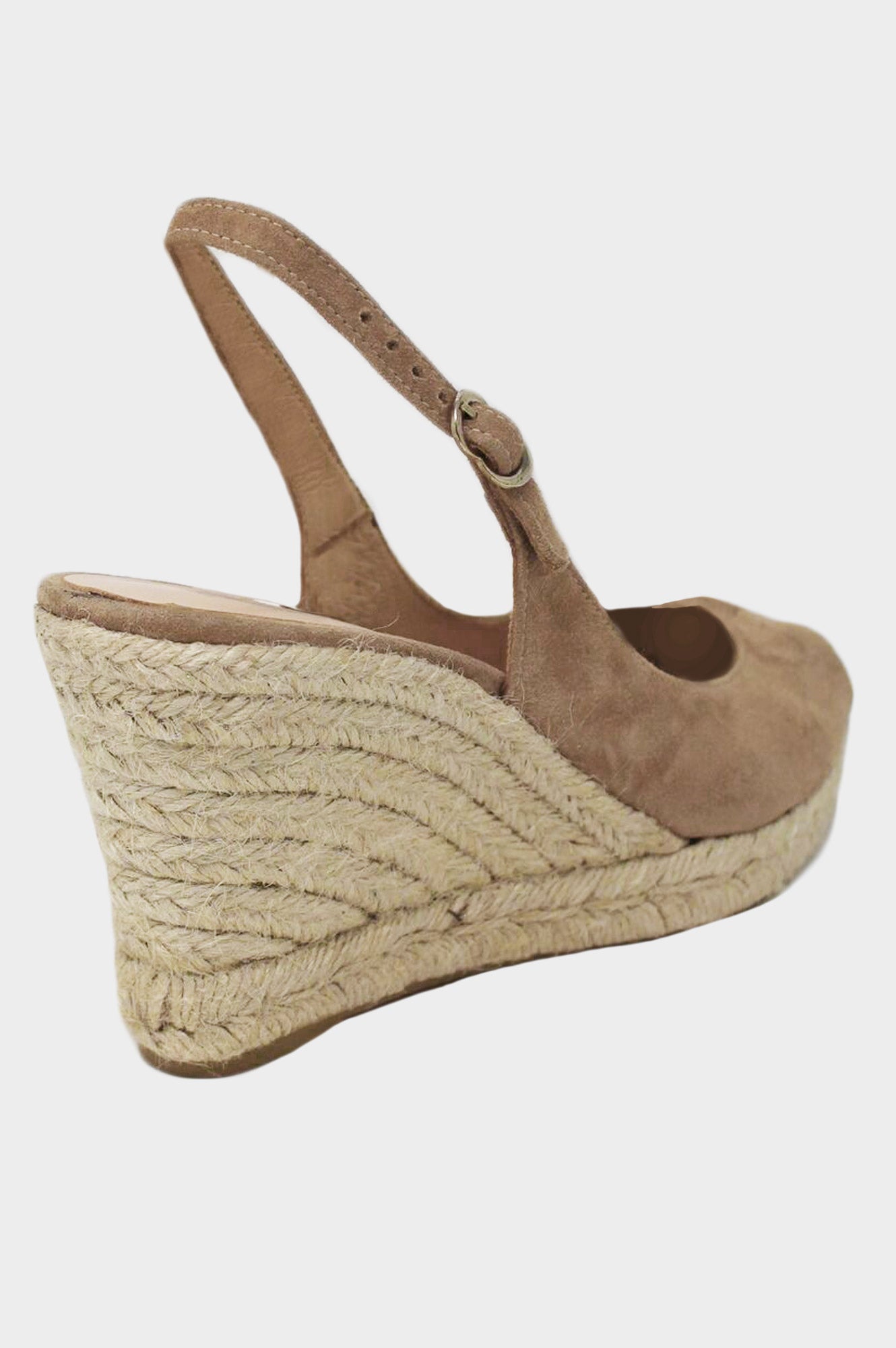Mykonos Peep Toe Espadrilles for Women - Comfortable Almond Color Summer Wedge Sandals | Perfect for Beach Vacation, Date Night & Casual Outings