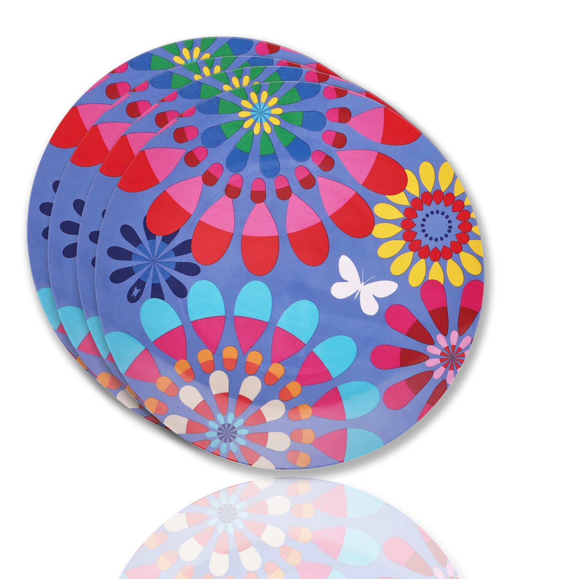 French Bulldog Melamine Plates - 4-Piece 9-Inch Salad Plate Set - Durable Dinnerware for Indoor & Outdoor Use - Perfect for Parties, Picnics, and Festivals