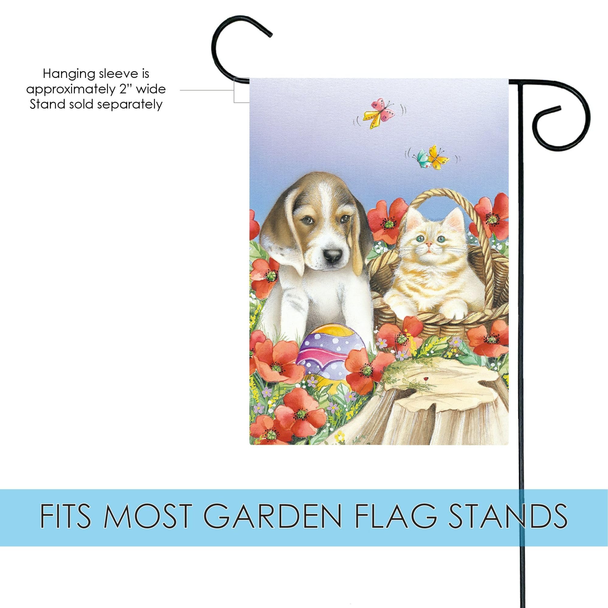 Toland Home Garden 1112175 Easter Pals Spring Flag - 12x18 Inch Double Sided Outdoor Garden Flag with Cat & Dog Design - Perfect for Yard, House, and Easter Decoration - Weather-Resistant Spring Home Decor