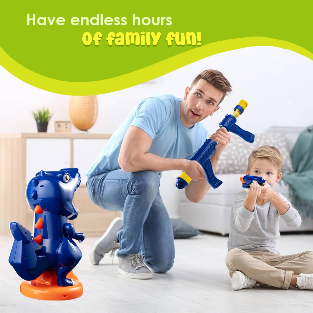 Dinosaur Shooting Game Toy Set for Kids Ages 5-8 - Ball Blaster & Dart Blaster with 20 Balls & 20 Darts - Fun Interactive Dinosaur Battle Game for Boys & Girls - Perfect for Birthday Gifts, Indoor Play & Outdoor Backyard Activities