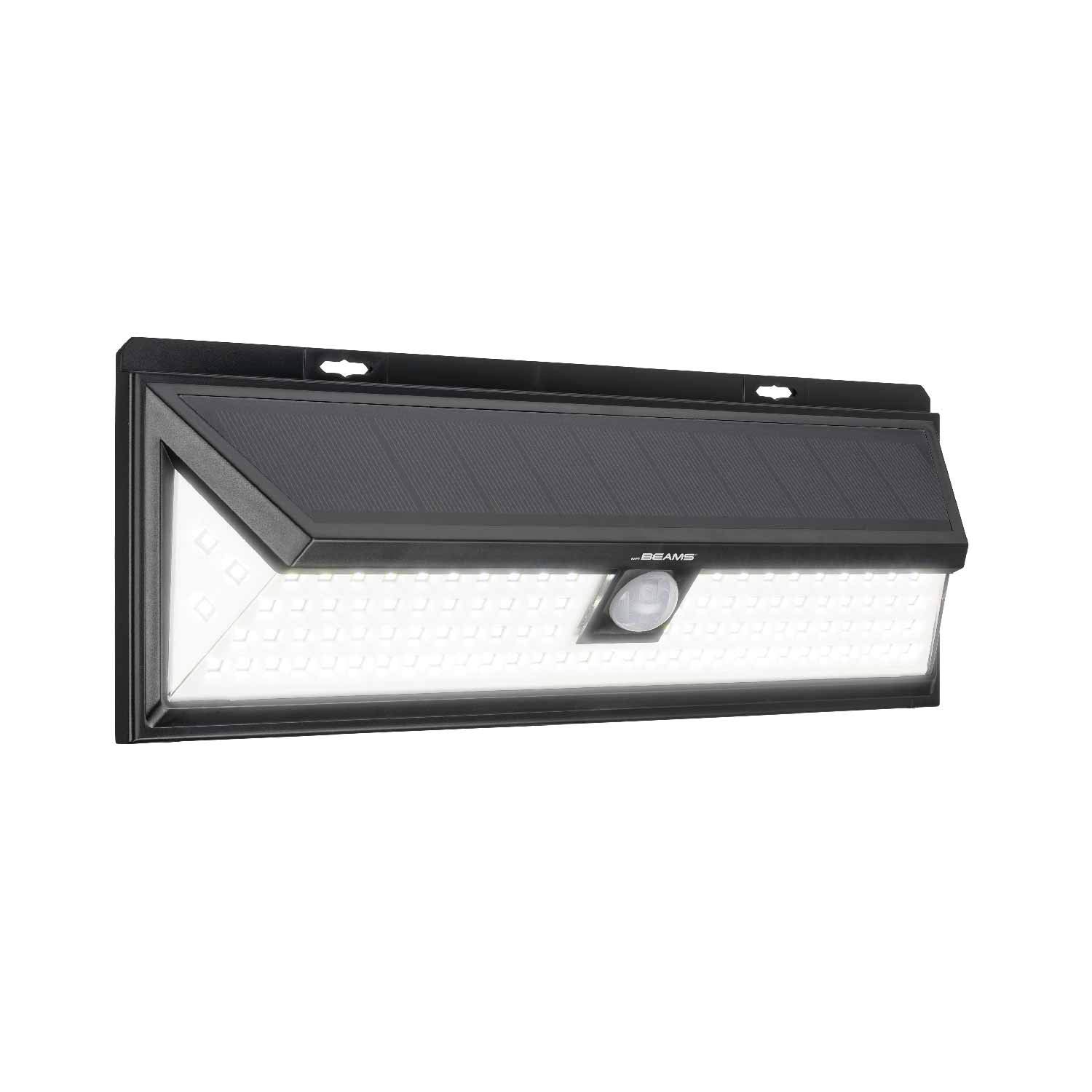 Mr Beams Solar Wedge Plus 102 LED Outdoor Security Light with Motion Sensor - Weatherproof Black Wall Light (1 Pack) - Perfect for Driveway, Garden, Patio & Backyard Safety Lighting