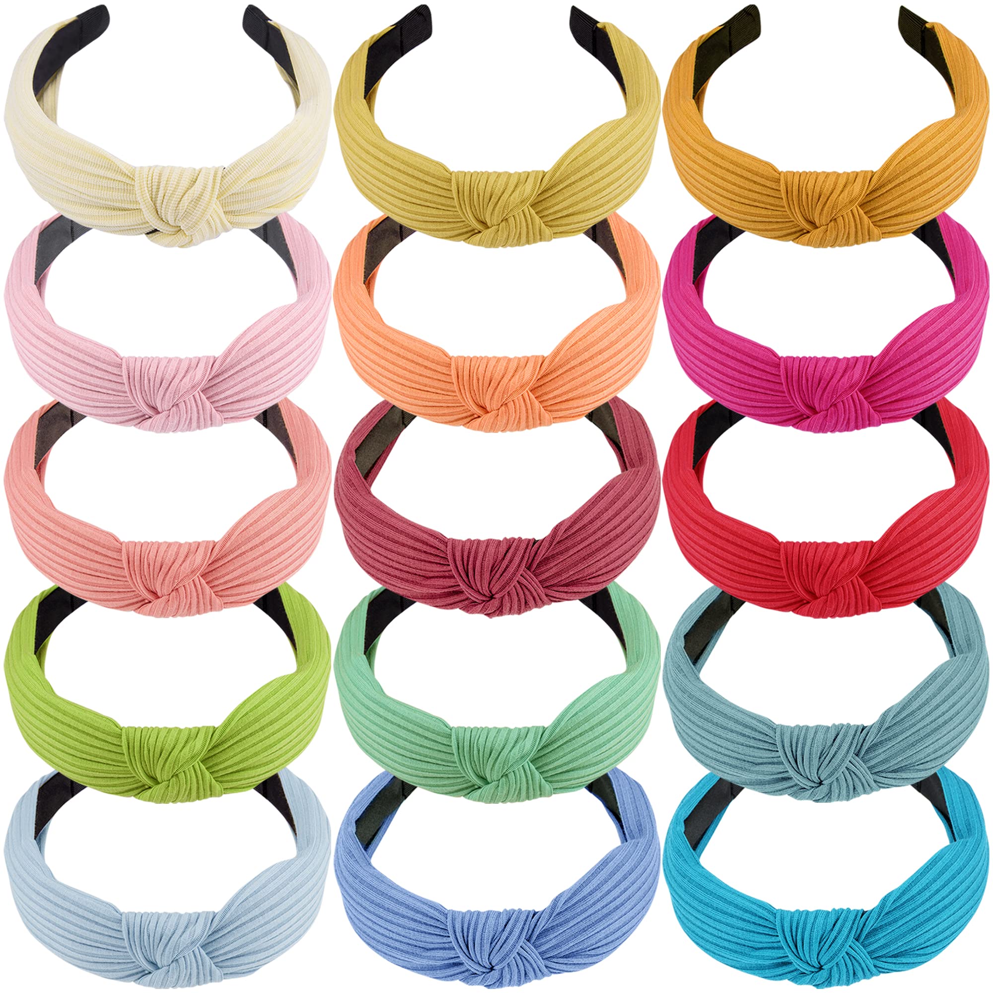 SIQUK 15-Piece Wide Knotted Headbands for Women - Fashion Hair Accessories for Workouts, Yoga, and Everyday Style