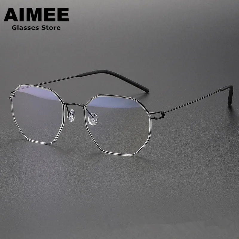 Aimee Unisex Semi-Rimless Flat Top Polygon Screwless Eyeglasses Frame 10516 - Lightweight & Durable for Work, Reading & Fashion