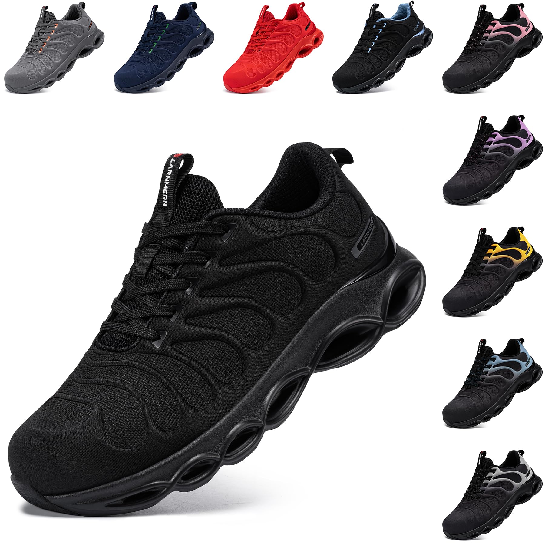 **LARNMERN Steel Toe Shoes for Men & Women - Lightweight Safety Sneakers with Wide Fit, Comfortable Work Shoes for Construction, Warehouse & Outdoor Activities**