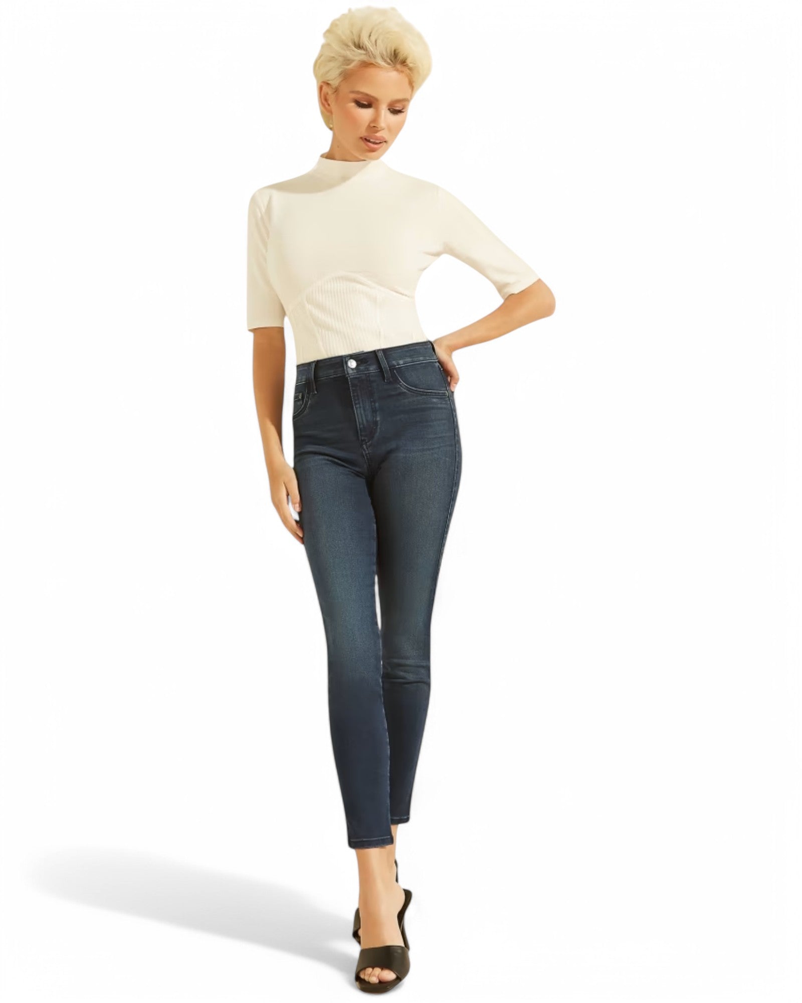 1981 Skinny High Rise Leggings for Women - Shanti Wash Stretch Denim Look Yoga Pants | Perfect for Workout, Yoga & Casual Wear