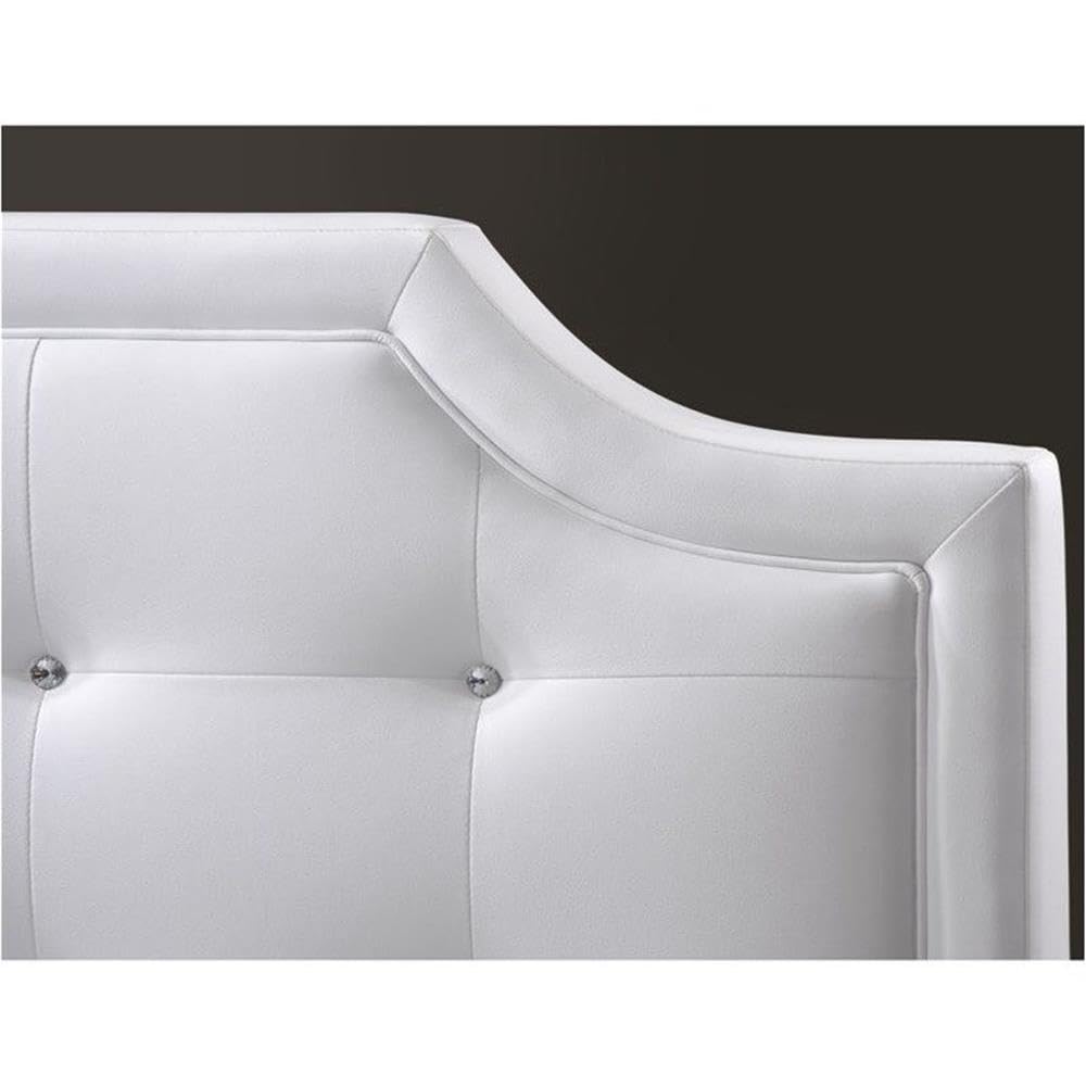 BOWERY HILL Tufted Faux Leather King Size Platform Bed Frame - White Upholstered Headboard & Storage Base | Perfect for Modern Bedroom, Guest Room & Master Suite Decor