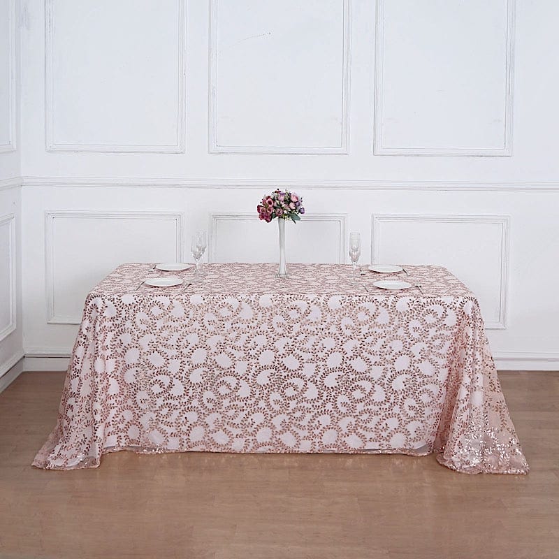 90x156 Inches Elegant Sheer Tulle Rectangular Tablecloth with Embroidered Sequins - Perfect for Wedding Decor, Party Banquet, and Formal Dining Events