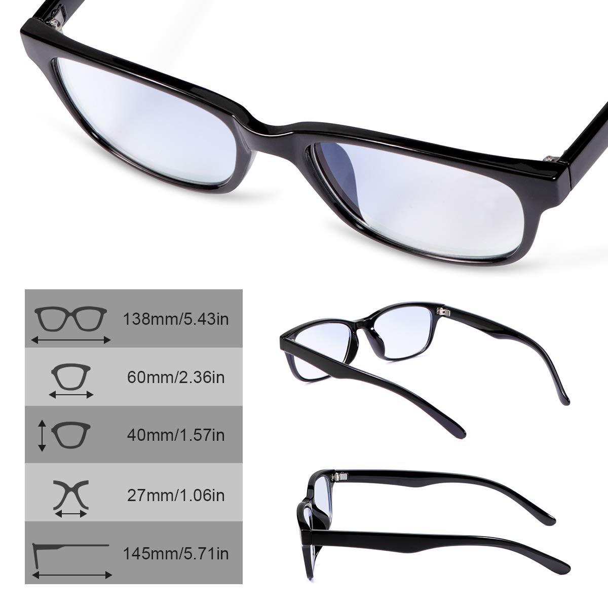 MIRYEA Blue Light Blocking Reading Glasses - Progressive Multifocal Computer Glasses for Men & Women - Reduce Eye Strain for Office Work, Gaming & Screen Time