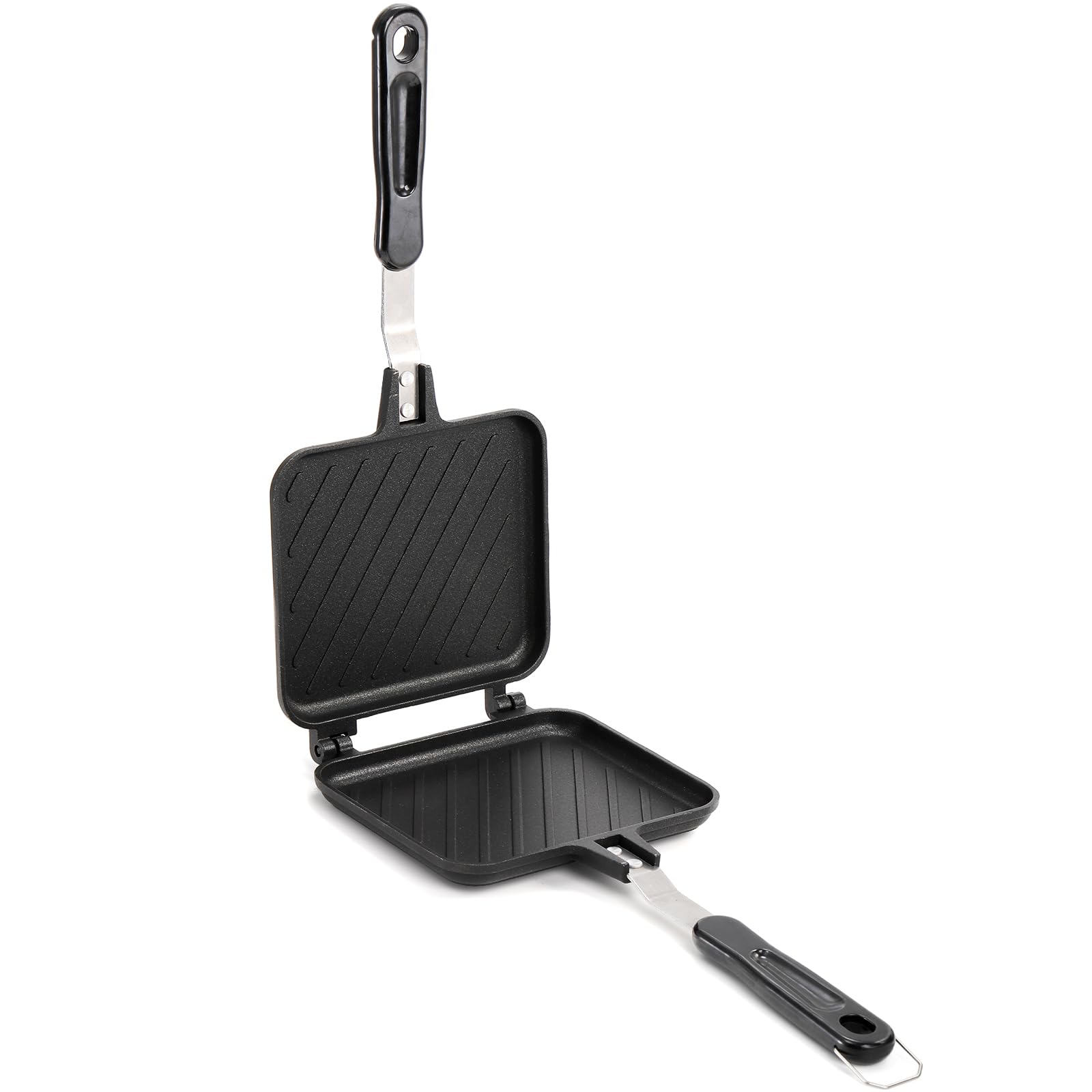 Elsjoy Non-Stick Stovetop Panini Press - Double Sided Sandwich Maker with Handle for Grilled Cheese, Breakfast & Hot Sandwiches - Perfect for Home Kitchen, Camping & Quick Meals