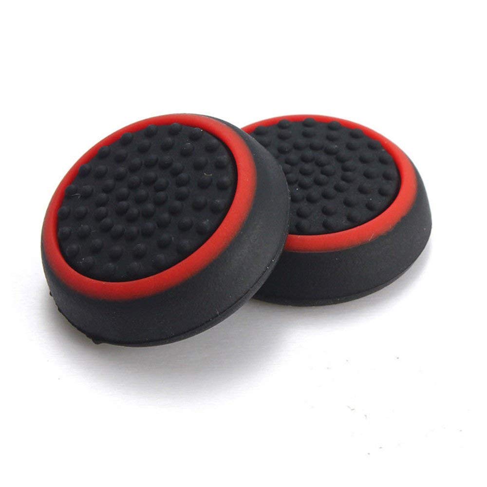 Premium Silicone Thumb Stick Joystick Caps - Analog Grip Covers for Nintendo Switch Joy-Con Controllers (Black & Red) - Enhance Gaming Comfort & Prevent Slippage for Switch, Switch Lite & OLED Models