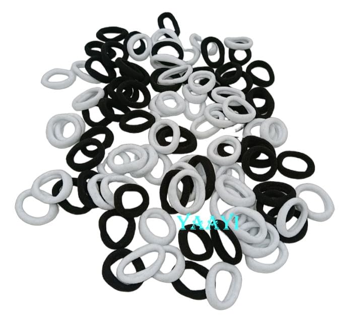 Yaayi No Metal Hair Ties - 100 Pack High Elastic Ponytail Holders for Thick & Curly Hair (Black & White) - Gentle Hair Rubber Bands for Women & Girls - Perfect for Workouts, Yoga, Office & Daily Styling