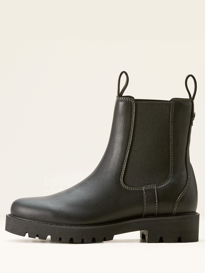 Ariat Wexford Lug Mid Waterproof Chelsea Boots for Women - Jet Black - Comfortable & Durable for Outdoor, Work & Casual Wear