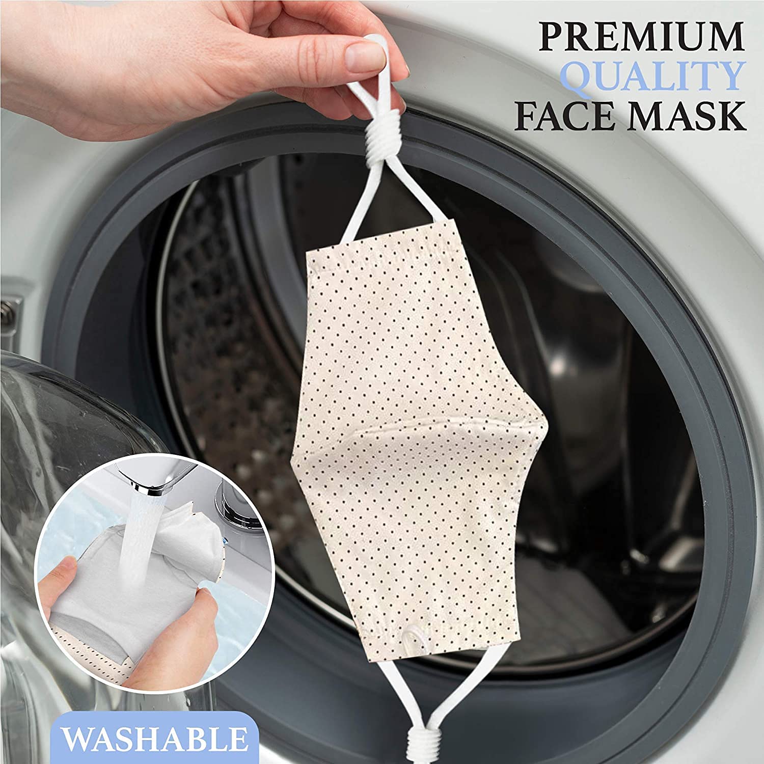 MAPLE Cotton Face Mask 5 Pack - Handmade Washable Reusable 3-Layer Cloth Masks with Adjustable Ear Loops for Women & Men | Dots Pattern | Made in India | Perfect for Daily Use, Travel, and Outdoor Activities