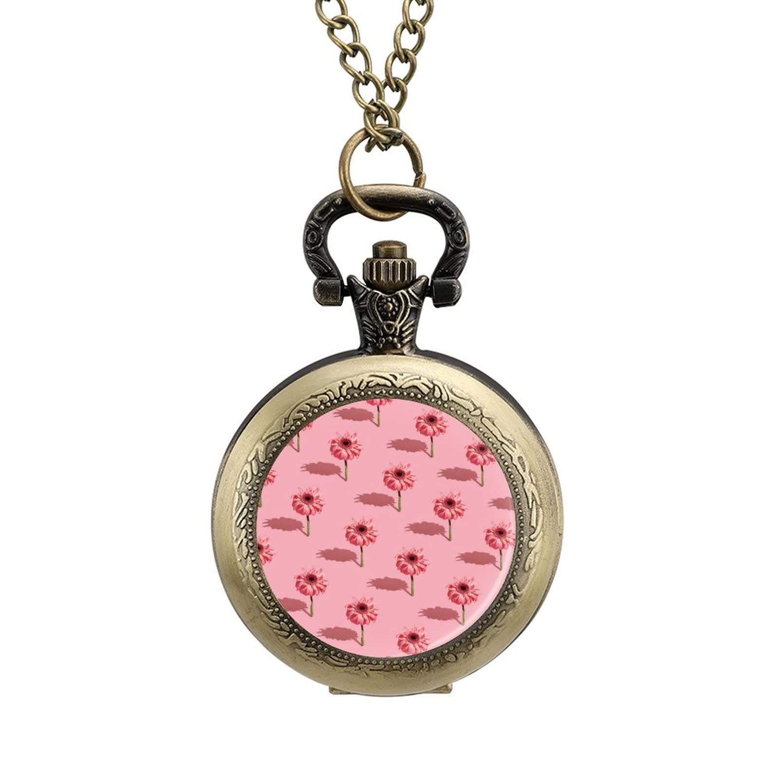Vintage Floral Pocket Watch Necklace - Retro Antique Style Pendant with Chain - Perfect Gift for Women, Men, Vintage Lovers - Ideal for Weddings, Parties, Steampunk Fashion & Collectors
