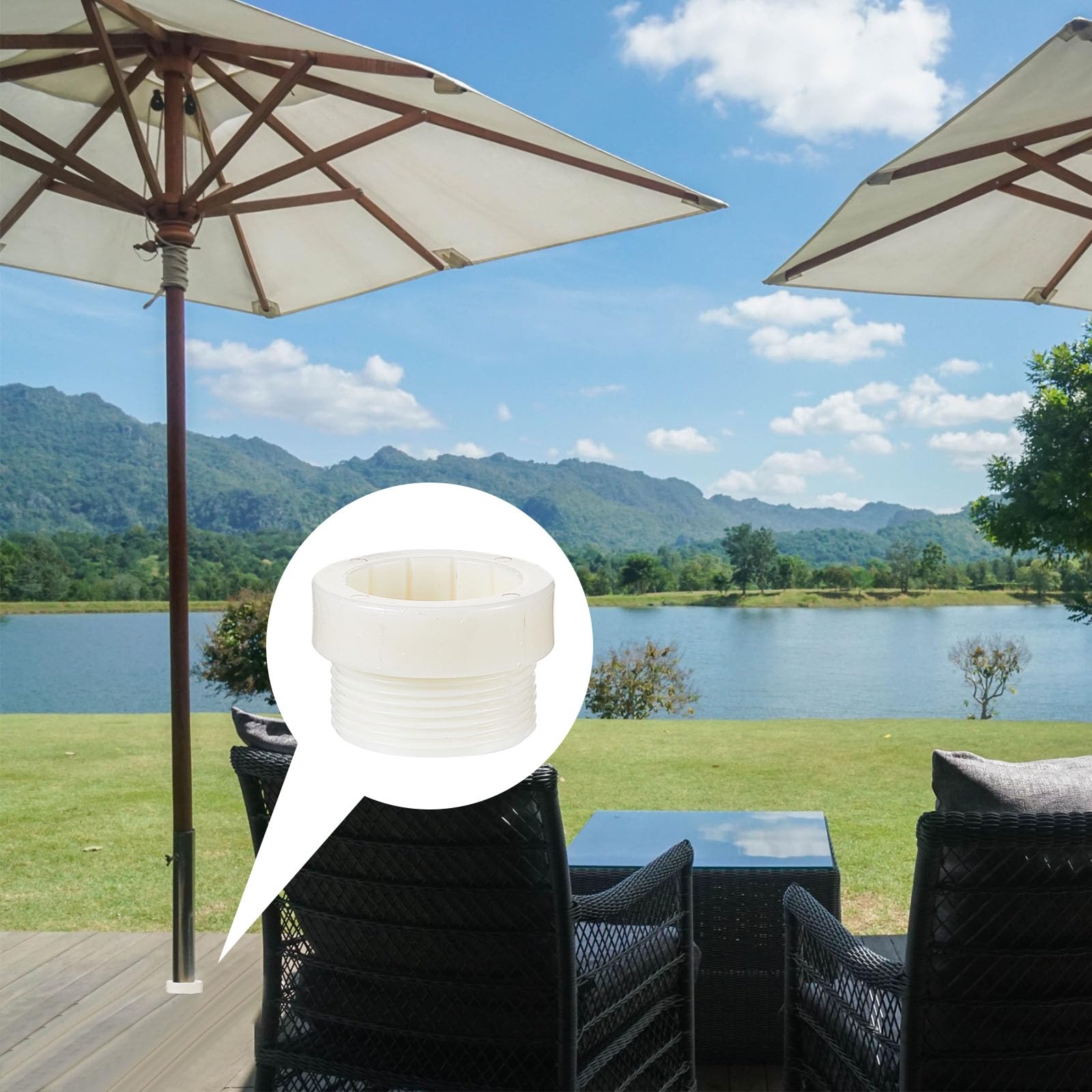 Thyle 2 Pack White Pool Umbrella Stabilizer Adapter - 1 3/4