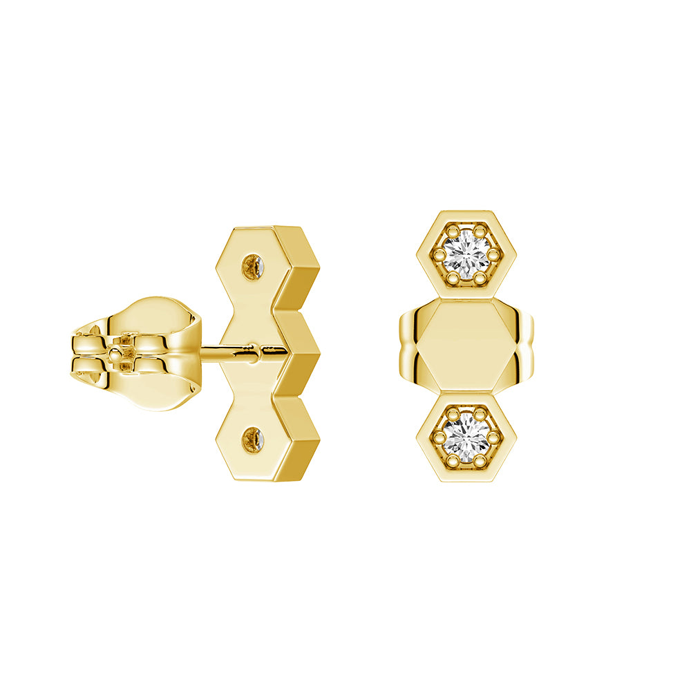 Lab Grown Diamond Honeycomb Hexagon Stud Earrings - Elegant Geometric Jewelry for Women | Perfect for Weddings, Parties & Everyday Wear