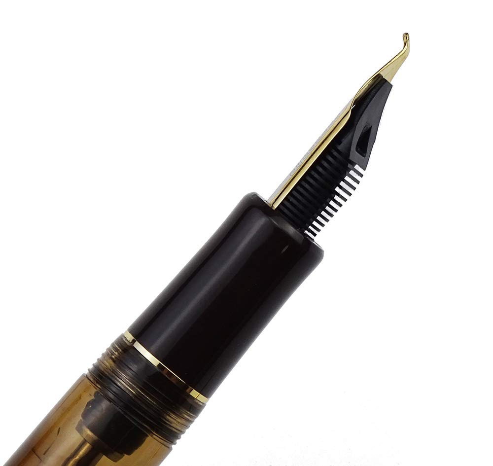 Yongsheng 699 Vacuum Fountain Pen - Bent Nib, Brown Acrylic for Smooth Writing