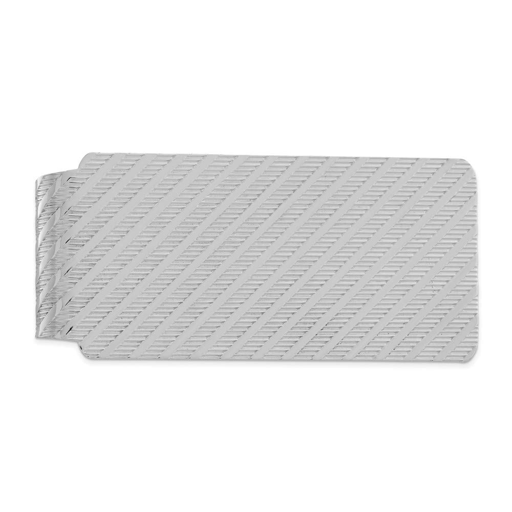 Sterling Silver Rhodium-Plated Money Clip for Men - Elegant Slim Wallet Alternative - Perfect for Cash, Credit Cards & Business Cards | Gift for Dad, Husband, Graduation