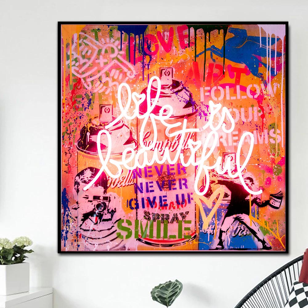 Banksy Life is Beautiful Authentic Street Art Print for Sale - Perfect for Home Decor, Office Wall Art & Gift for Art Lovers