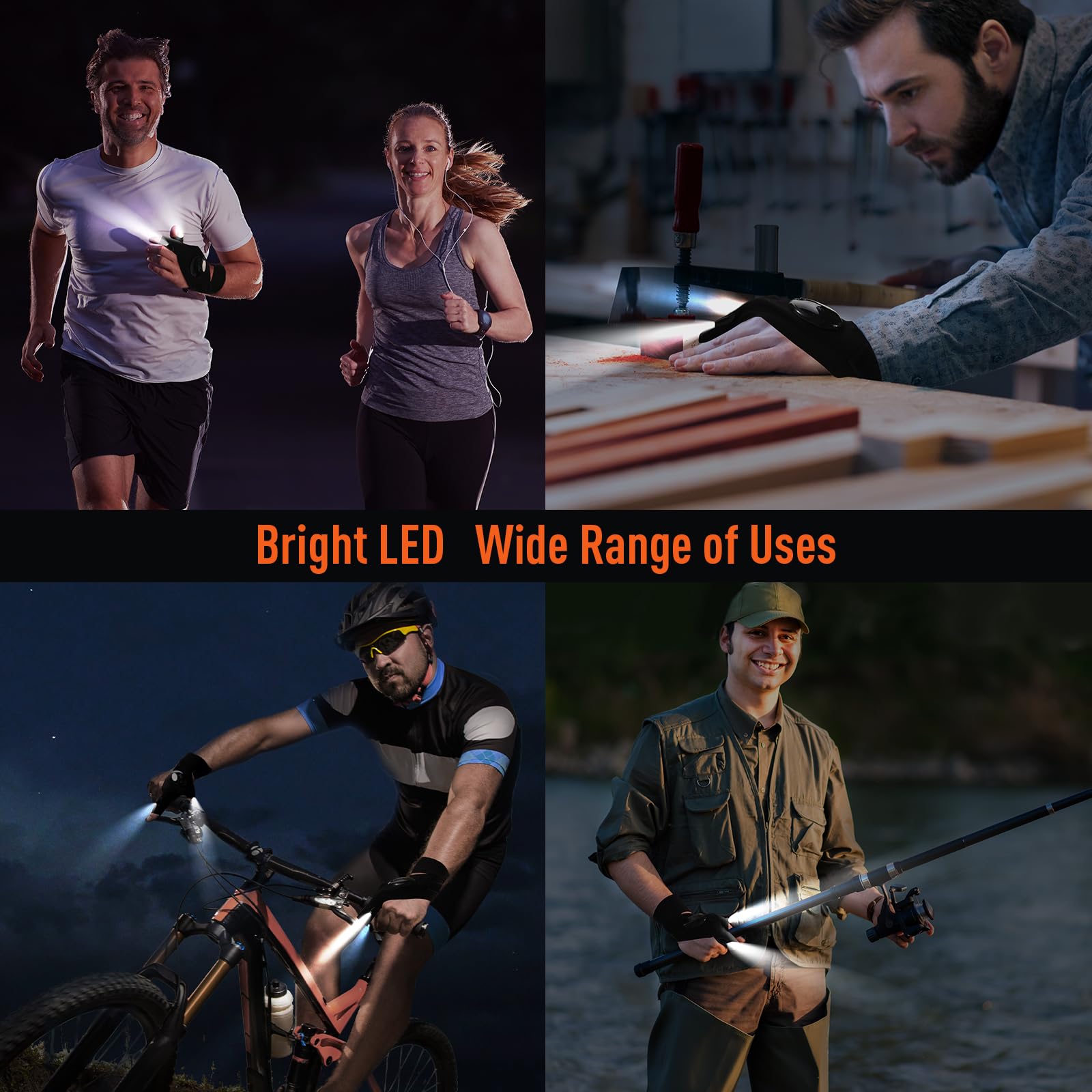 LED Flashlight Gloves for Men - Hands-Free Lighting for Camping, Hiking, Fishing & Outdoor Activities - Perfect Gift for Dad, Husband, Grandpa - Birthday, Father's Day & Christmas Present - Cool Gadgets & Camping Essentials