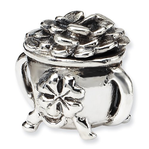 Reflections Sterling Silver Pot-of-Gold Bead (4mm Hole) - Perfect for Jewelry Making, DIY Crafts & Celtic Charm Bracelets