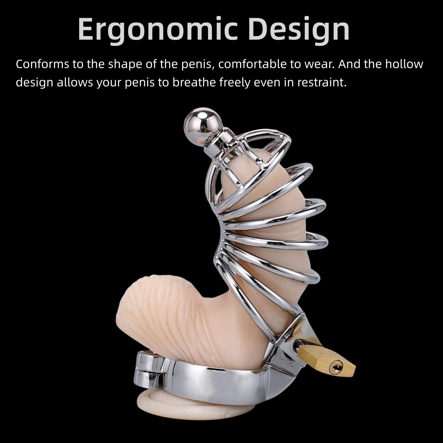 Premium Metal Male Chastity Cage with Urethral Sounds - Ergonomic Design, Adjustable S/M/L Size Cuffs - Secure Lock for Couples Play & BDSM Bondage - Perfect for Long-Term Wear & Tease Control
